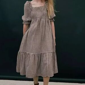 Brown and White Gingham Dress (OBO)